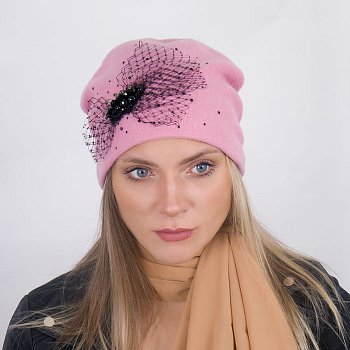 Dámska zimná čiapka Sanala wool ružová