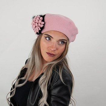 Vlnený baret Finora staroružová