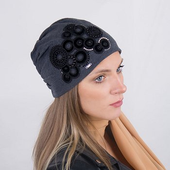 Dámska čiapka Kolia cotton tmavo šedý melír