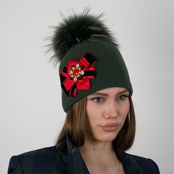 Dámska luxusná čiapka Dmis zelená